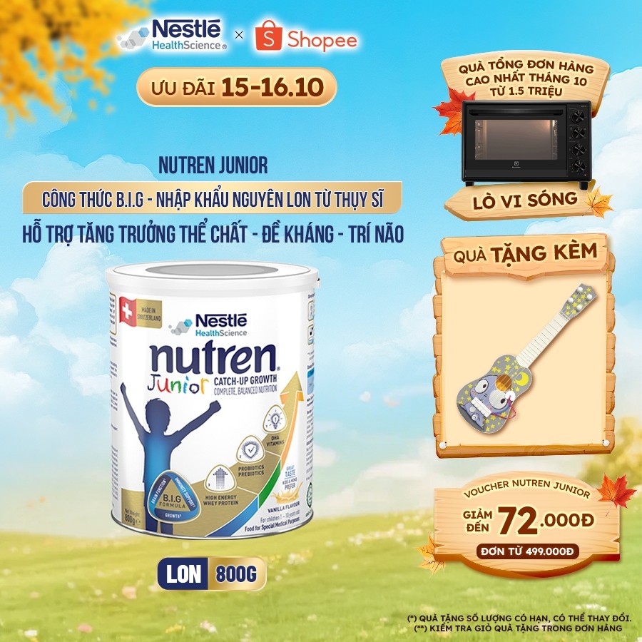 Sữa Bột NESTLÉ NUTREN JUNIOR Thụy Sĩ Với Công Thức BIG Hỗ Trợ Tăng Trưởng Cho Bé 800G