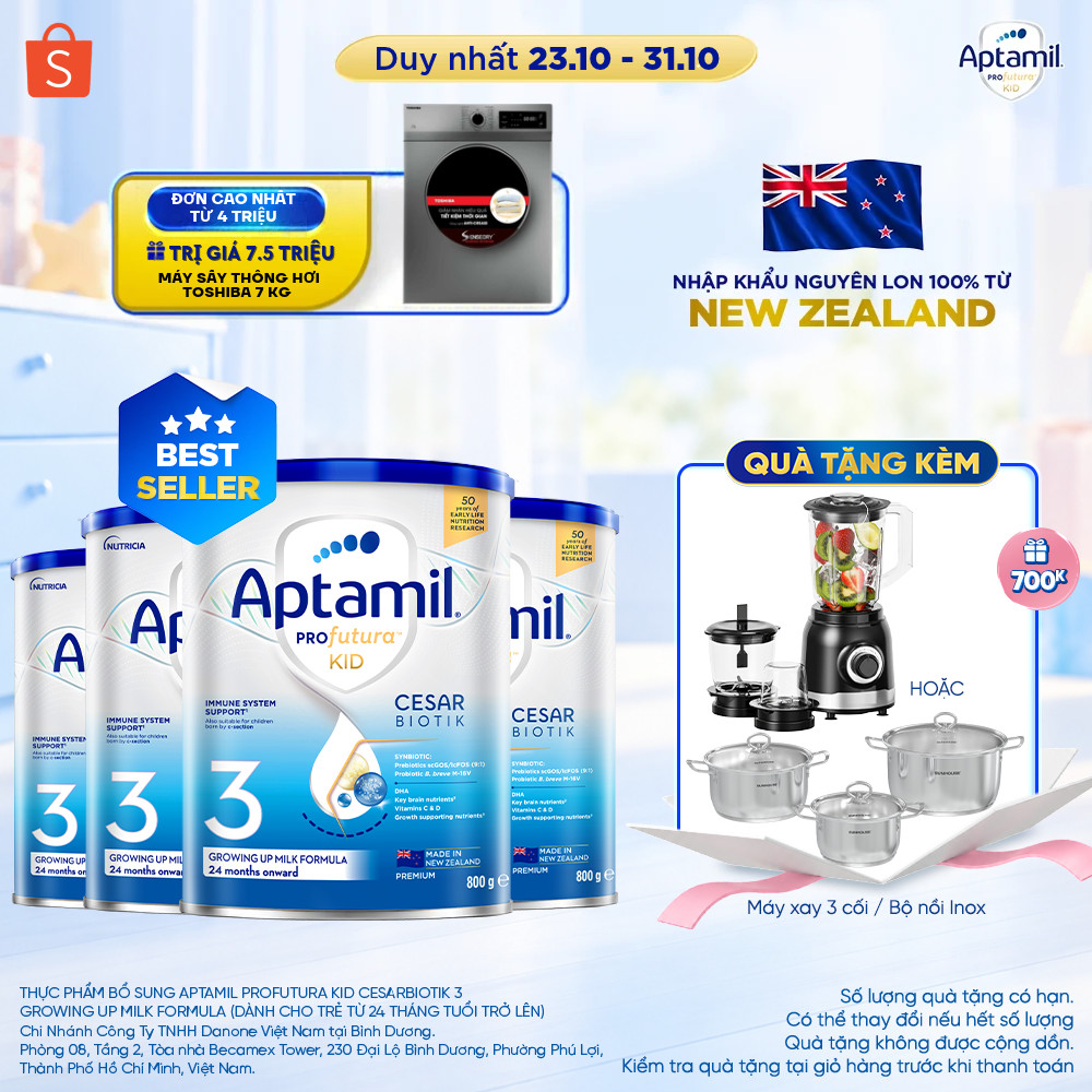 [MUA KÈM DEAL SỐC] CB4 Sữa bột Aptamil Kid Cesarbiotik New Zealand số 3 - Synbiotic đặc chế