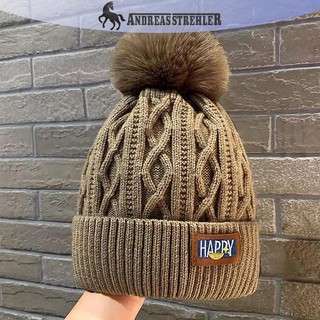 Onetimingfine Mùa Đông Mới Lông Cừu Lót Ấm Áp Mũ beanie Phong Cách Hàn Quốc Mũ Bò Thời Trang Đơn Giản Nhìn Mặt Nhỏ Dệt Kim Bé Gái VN