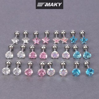 Newwellknownepic 1 Cặp Bông Tai Thép Không Gỉ Pha Lê Zircon Xoắn Sụn Cho Nữ Dự Tiệc Tối Giản
