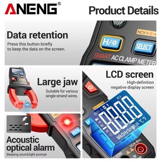 Đồng hồ đo kẹp kỹ thuật số ALMA1, True RMS 6000 Đếm vạn năng kỹ thuật số, Màn hình LED ANENG ST183 Kìm đo Ampe kế chuyên nghiệp