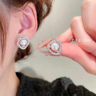 Bông tai bạc 925 ngọc trai và kim cương, phong cách Hàn Quốc, thời trang cho nữ