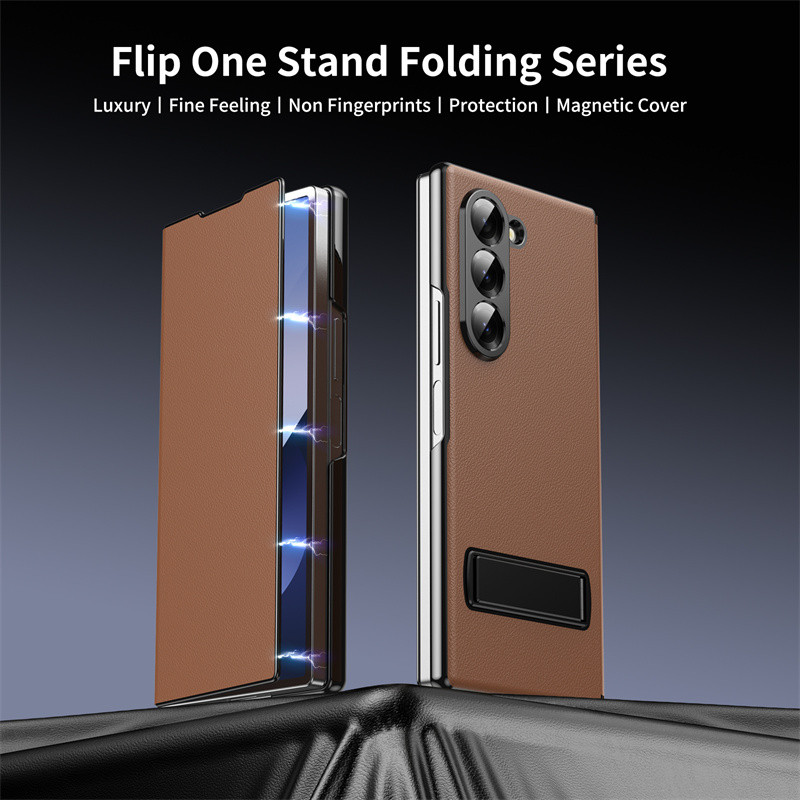 Ốp điện thoại bằng da lật One Piece sang trọng cho Samsung Galaxy Z Fold 7 6 5 4 3 360 Bảo vệ toàn diện Vỏ khung chống sốc