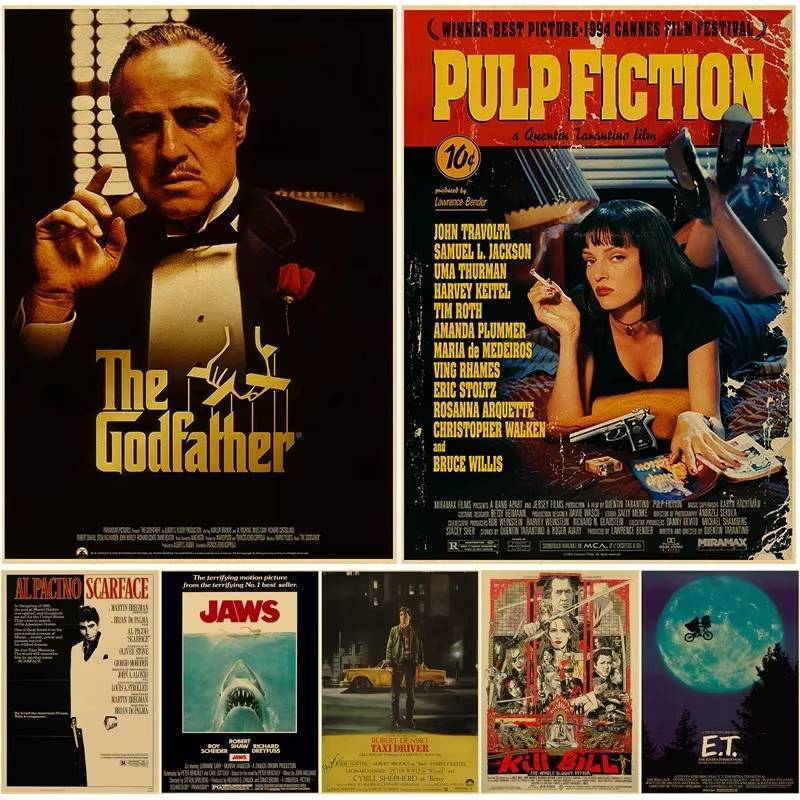 Vintage Cổ Điển Phim Áp Phích Retro In Hình Bột Tiểu Thuyết _ Bố Già Poster Phim Retro Trang Trí Phòng Nhà Nghệ Thuật Thẩm Mỹ Tranh Treo Tường