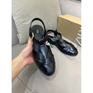 Giày nữ La Mã thời trang ZA Dép đế bằng dệt