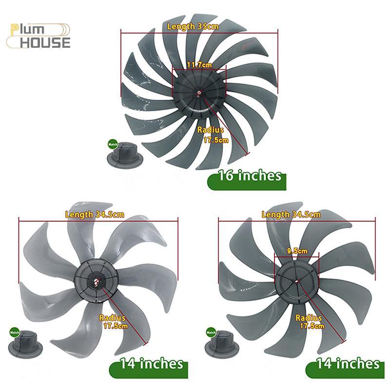 PlumHOUSE 14 Inch Hộ Gia Đình Quạt Nhựa Lưỡi Năm Lá Có Đai Ốc Cho Bệ Trong Suốt Bàn Đứng Fanner Phụ Kiện Chung VN