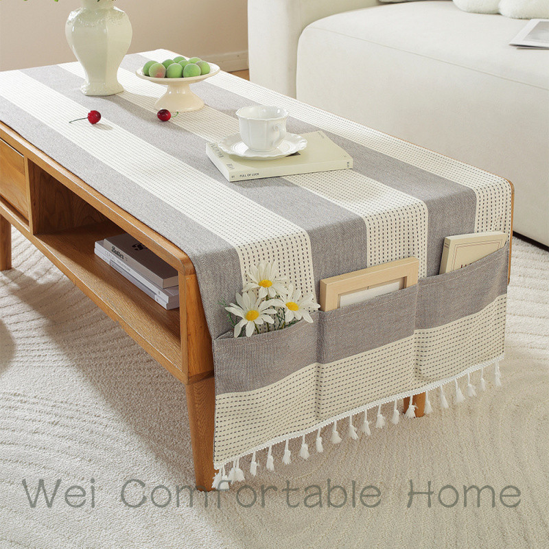 Khăn trải bàn sọc Hiện đại Trang trí đơn giản Khăn trải bàn chống bụi Khăn trải bàn Khăn trải bàn Thảm trải bàn Khăn trải bàn Hàng có sẵn Bán buôn