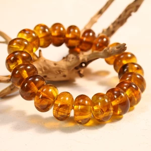Vòng tay hạt hổ phách tự nhiên dành cho nam, phong cách Bohemian, kích thước 9mm, màu từ nâu đến đỏ đồng.
