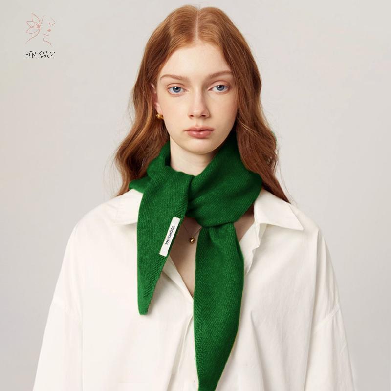 Khăn len cashmere tam giác chất lượng cao dành cho nữ, màu sắc đơn giản phù hợp mọi thời trang thu đông