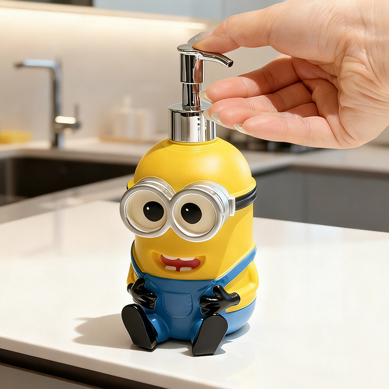ST2 Minions Hoạt Hình Bồn Cầu Giặt Chất Giặt Sữa Tắm Dầu gội Pha Chế Chai Báo Chí TS2