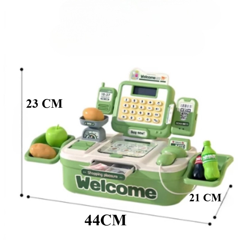 【46 Món】Bộ Đồ Chơi Máy Tính Tiền Siêu Thị- Mô Hình Thu Ngân Nhập Vai Bằng Nhựa ABS An Toàn Cho Bé,Đồ Chơi Trẻ Em