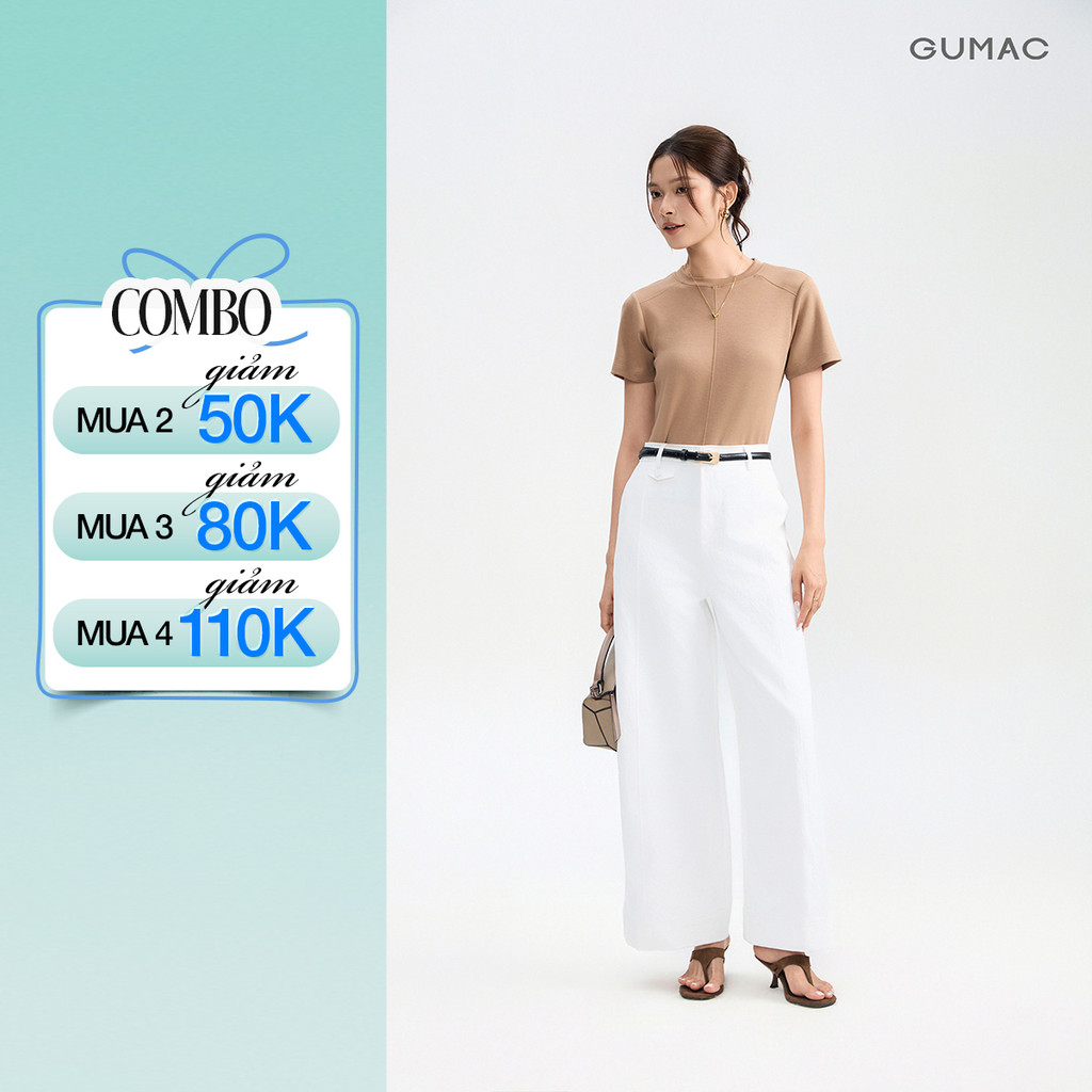 Quần Dài Nữ GUMAC Kaki Mềm Túi Xéo Hai Bên Thoáng Mát Mềm Mịn QJG05011