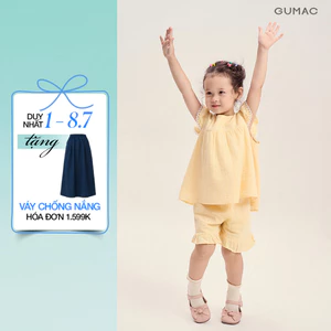 Set lẻ Áo Kiểu Bé Gái GUMAC Form A Tay Cánh Tiên AKG04034 - Quần Short Bé Gái GUMAC Form A Lưng Thun Lai Bèo SHKG0403