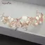 AqToCna Pha Lê Tiara Vàng Cưới Vương Miện Baroque Kim Cương Giả Tóc Thái AqToCna