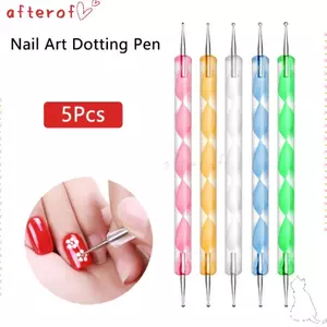 AFTEROF 5 Cái Bút Chấm Móng Tay Nghệ Thuật, Bút Sơn Móng Tay Pha Lê 2 Chiều, Bút Chấm Sơn Hạt Sơn Chấm Ba Lan Sơn Đá Cẩm Thạch Móng Tay Nghệ Thuật Bộ Dụng Cụ Nữ