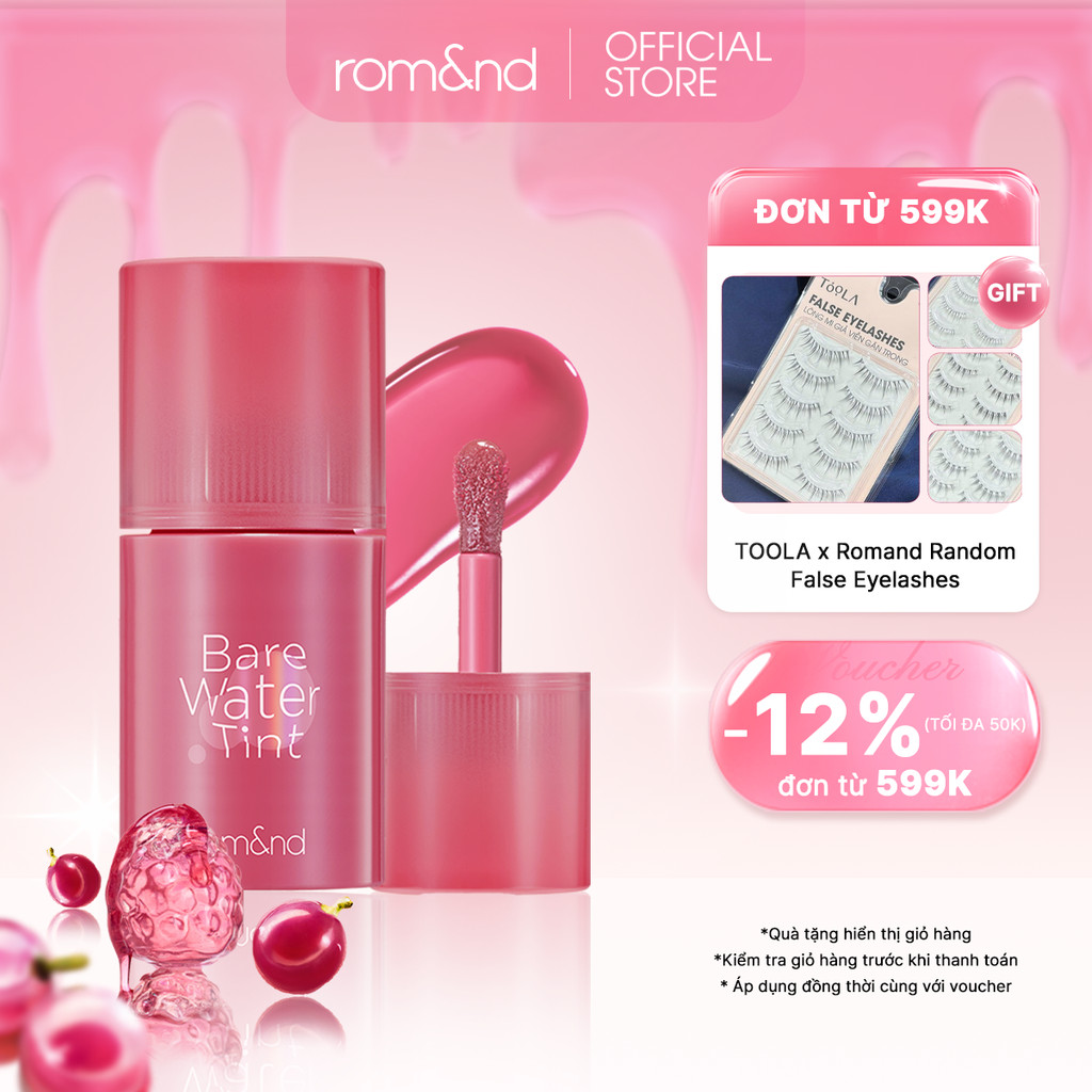 [Romand x KOL] Son nước lì tự nhiên Romand Bare Water Tint