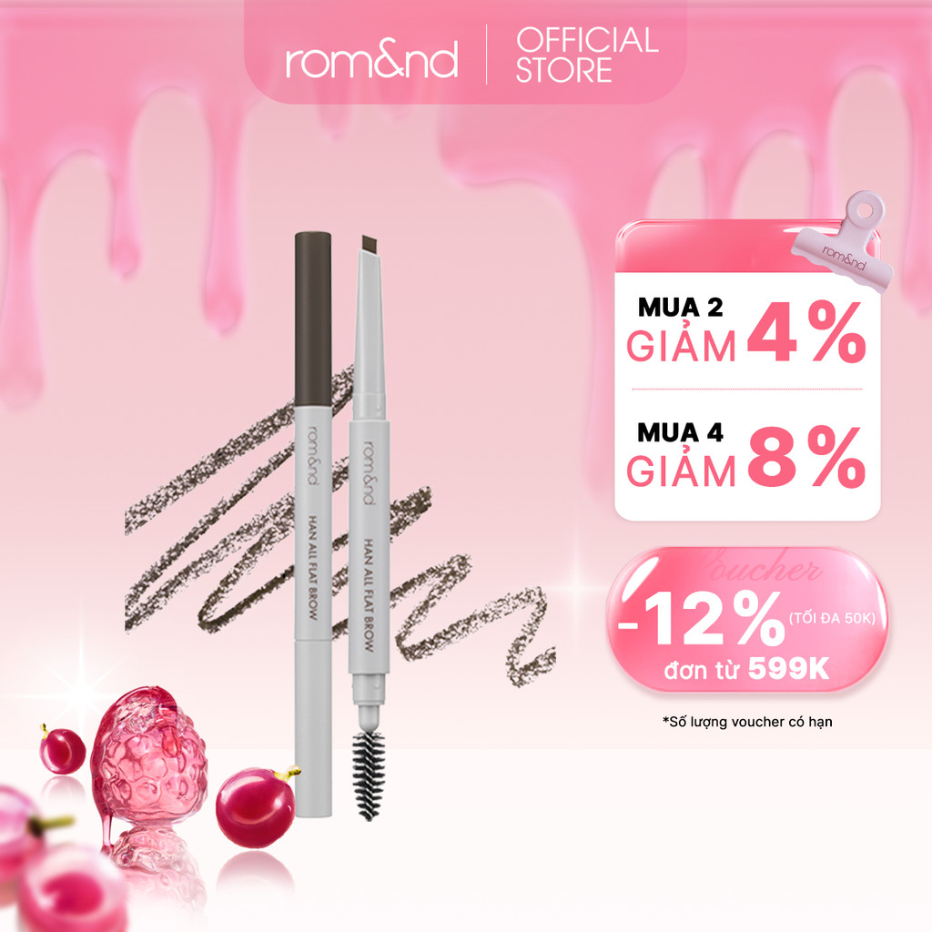 [Rom&nd] Chì kẻ mày ngang cho chân mày sắc nét, lâu trôi Hàn Quốc Romand Han All Flat Brow - Han All Line 0.17g