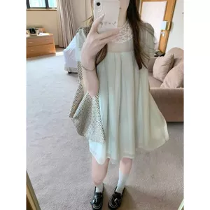 Mint Green Mùa hè 2026 Phong cách mới ngọt ngào tươi mát siêu cổ tích Slimer Look Gentle Style Váy búp bê bán chạy