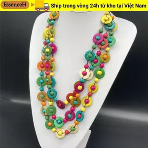 ESSENCEH Vòng cổ bằng gỗ Yếm Hạt trang sức cổ thủ công