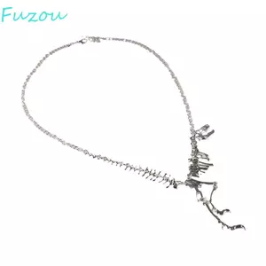 Vòng cổ xương khủng long FUJI Tyrannosaurus, Vòng cổ xương khủng long Goth phóng đại, Vòng cổ rồng vàng sáng tạo Hip Hop Punk