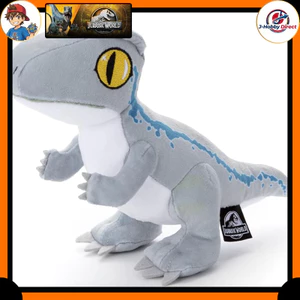 Jurassic World Plush Toy Velociraptor (Blue) — approximately 18 cm wide.