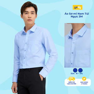 Áo sơ mi nam YODY dài tay, có túi dáng slim-fit chất lụa nến mềm mịn, chống nhăn TRA - MOSH25A229