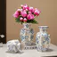 Bình gốm màu xanh và trắng cổ điển để trang trí nội thất Phòng khách Lối vào Hoa Sắp xếp Cao cấp Thời trang mảnh trang trí