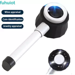 Kính lúp quang học FUHUIOT, Kính lúp chiếu sáng cầm tay ống kính 45X, Kính lúp Tầm nhìn rõ ràng Đa năng với 3 đèn LED Trang sức Kính lúp Lúp đọc sách