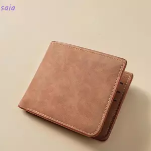 Ví ngắn SAIA, Ví da nam đơn giản mờ, Ví đựng tiền xu gấp mỏng màu trơn Phụ kiện nam