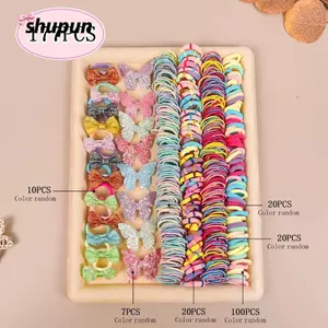 Bộ phụ kiện tóc SHUPUN, Không làm tổn thương tóc có độ đàn hồi cao cho bé gái, Hoa nơ đầy màu sắc Phụ kiện tóc cho trẻ em Bộ quà tặng công chúa