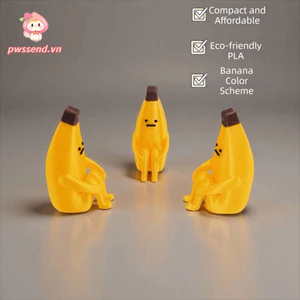 Tượng nhân vật chuối PWSEND, Chất liệu PLA Đồ trang trí chuối độc hại màu vàng, Trang trí DIY dễ thương Trang trí chuối Đồ thủ công Trang trí nhà cửa