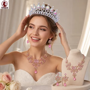 Bộ Bông Tai Vòng Cổ Vương Miện 3 Mảnh Hợp Kim Pha Lê-Tara Bộ Trang Sức Với Thiết Kế Có Thể Tháo Rời Cho Nữ Cô Gái Cưới Phù Dâu Tiệc Sinh Nhật Và Biểu Diễn Sân Khấu