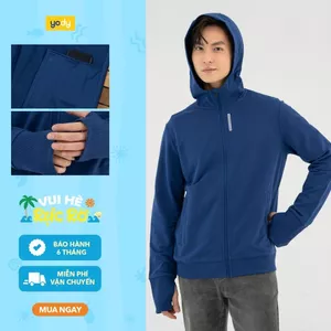 Áo chống nắng nam YODY áo khoác đi nắng có mũ chống tia UV vài dày dặn thoáng mát ACM6010