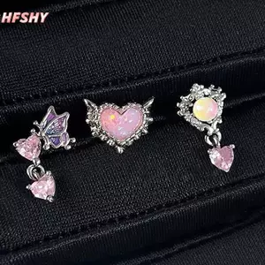 HFSHY Thời Trang Chuyển Màu Hồng Trái Tim Bướm Bông Tai Ngọt Ngào Tinh Tế Bướm Thả Bông Tai Xuyên Phụ Kiện Trang Sức Quà Tặng VN