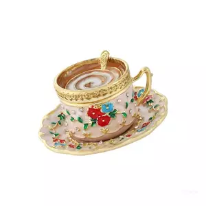 Hộp đựng đồ trang sức nhỏ hàng đầu có nắp đậy Hộp đựng đồ trang sức phong cách cốc có hoàn thiện tráng men và đế đựng đồ cho tủ quần áo để bàn S
