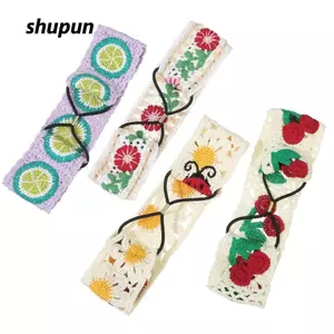 Băng đô hoa SHUPUN, Băng đô dệt kim hoa dệt kim, Móc đơn giản Vintage Co Giãn Turban Headwrap