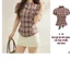 Áo Sơ Mi Kẻ Caro Cổ Trụ Tay Phồng Thắt Eo Ôm Nhẹ Phối Dây Nơ Kiểu Dáng Retro_A95556 - - Hieuvy Botique
