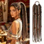 THEGIRL8B Phong Cách Bohemian Bện Tóc Giả Đuôi Ngựa, 24Inch 15 Dây Handmade Bím Bẩn, Phụ Kiện Tóc Dây Tóc Đuôi Ngựa Nối Dài Tóc Móc Đấm Bốc Kim Băng Đô Đảng