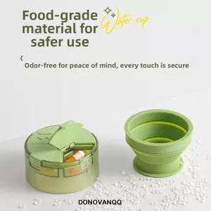 Máy cắt thuốc cầm tay DONOVANQQ, Hộp đựng thuốc kín 3 trong 1, Cắt chính xác nhỏ gọn Chống bụi với cốc có thể gập lại Hộp đựng thuốc Mini nhiều viên