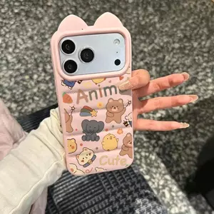 Động vật kết hợp Trường hợp iPhone 16promax phù hợp 1715Plus Mới 14/11/12/13 Stereo