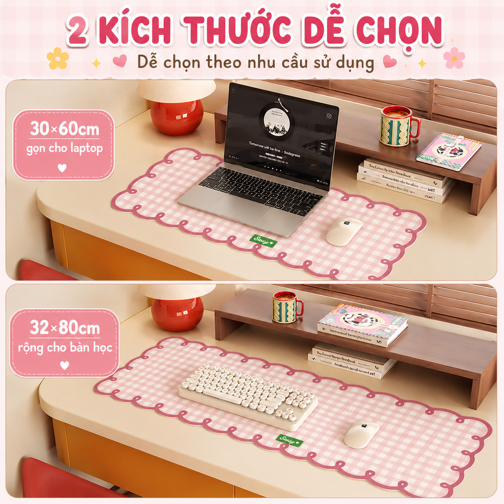 thảm trải bàn làm việc chống nước miếng lót chuột cỡ lớn da hai mặt cao cấp 1.5mm chống ồn ký túc xá học sinh sinh viên 35x80cm