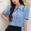Áo Sơ Mi Tay Ngắn SAIA, Áo Dệt Kim Màu Trơn Slim Fit, Áo Sơ Mi Nữ Tay Áo Cổ Áo Co Giãn Mỏng Cho Nữ