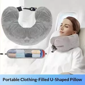 Doutie Du Lịch Ne Gối Có Thể Lấp Đầy Quần Áo Túi Bảo Quản Hình Chữ U Vỏ Gối Pha Lê Lông Cừu Ne Gối Cho Máy Bay Du Lịch VN