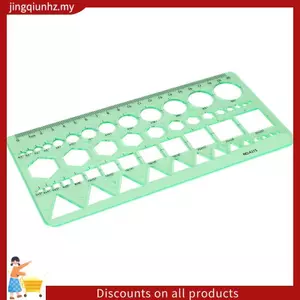 Hình tròn nhựa xanh Hình vuông Hình lục giác Thước mẫu hình học 0-20cm