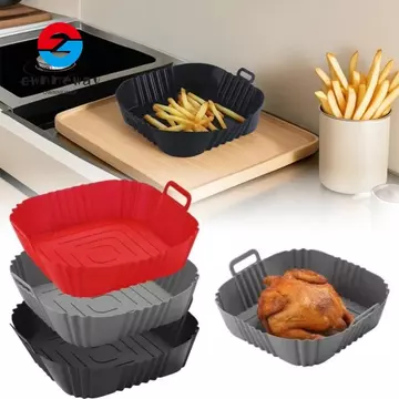Khay nướng bánh nồi chiên không khí TOWNNEPH, Tấm lót nồi chiên không khí silicon hình vuông có thể tái sử dụng, Tấm nướng bánh Kích thước 22cm Khay khuôn nồi chiên không khí