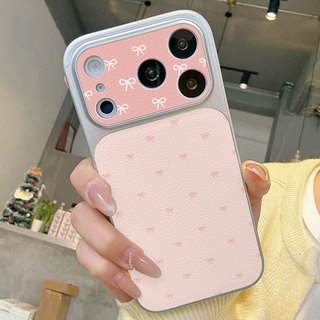 Thời Trang Da Sang Trọng Cho IPhone 17 11 16 15 14 13 12 Pro Max Windows Màu Hồng Bow Trường Hợp Điện Thoại