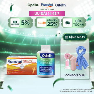 Bộ 1 Thực Phẩm Bảo Vệ Sức Khỏe Pharmaton Vitality Dạng Vỉ Hộp 50 Viên + Ostelin Bổ Sung Calcium & Vitamin D3 275 viên