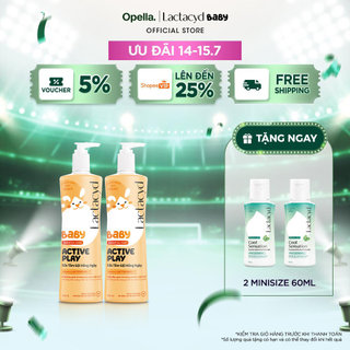 Bộ 2 chai Sữa Tắm Gội Trẻ Em Lactacyd Baby Active Play,Giúp Đề Kháng Da Và Bảo Vệ Bé Khỏi Vi Khuẩn 500ml/chai