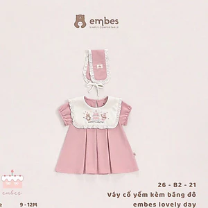 Váy cổ yếm kèm băng đô cho bé