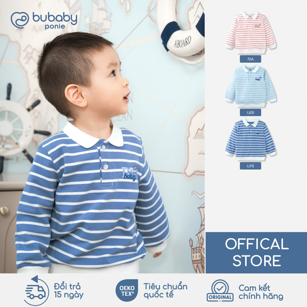 Áo Polo dài tay Mini Lines BU Baby Ponie, áo dài tay thu đông, áo dài tay trẻ em | PCT310300